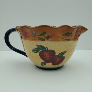 Giftcraft Country Fair Batter Bowl 2003 Apples Ruffled Edge Handled Mixing Bowl